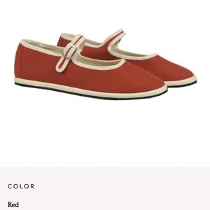 Red Canvas Flats with Strap